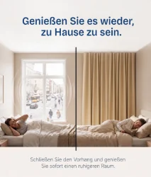 Schallschutzvorhang in einem Schlafzimmer