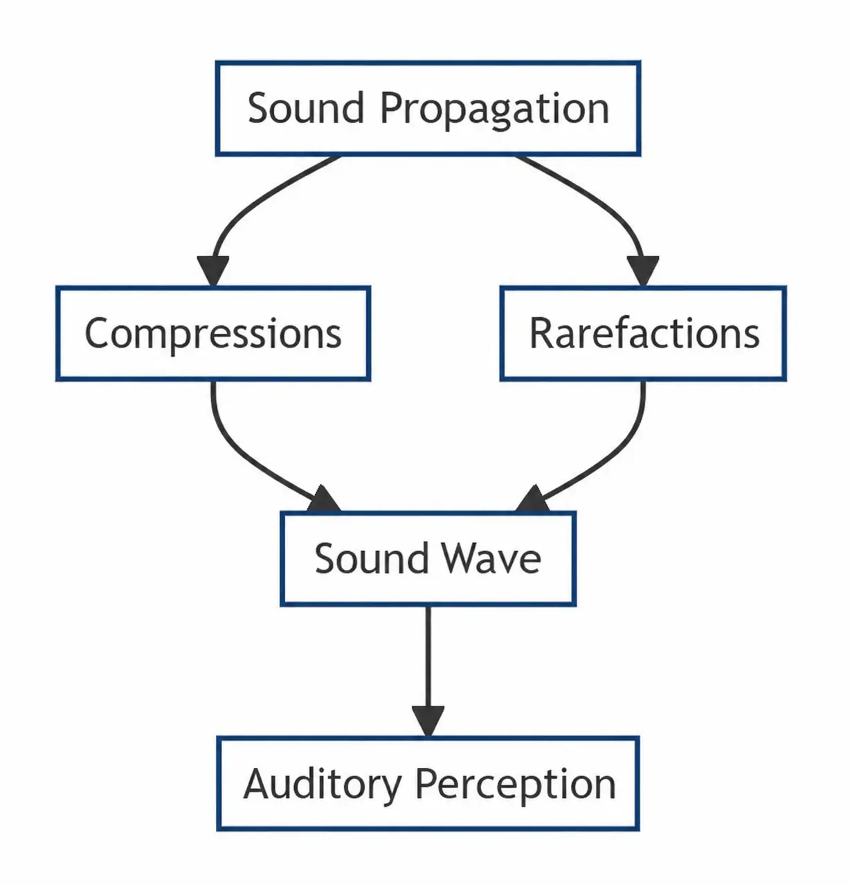 How sound travels: compressions and rarefactions forming a wave the ear picks up